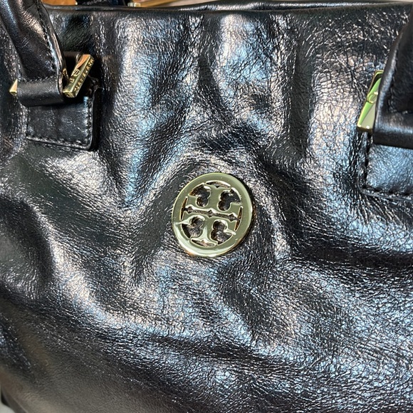 TORY BURCH Smooth Soft Shiny Black Leather Tote - Picture 9 of 9